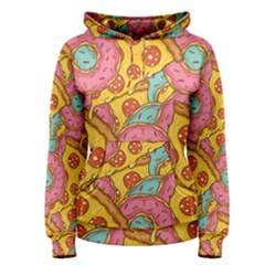 Fast Food Pizza And Donut Pattern Women s Pullover Hoodie by DinzDas