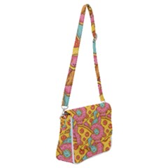 Fast Food Pizza And Donut Pattern Shoulder Bag With Back Zipper by DinzDas