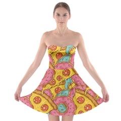 Fast Food Pizza And Donut Pattern Strapless Bra Top Dress by DinzDas