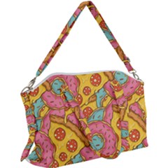 Fast Food Pizza And Donut Pattern Canvas Crossbody Bag by DinzDas