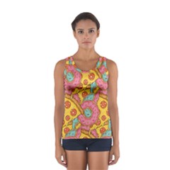 Fast Food Pizza And Donut Pattern Sport Tank Top  by DinzDas