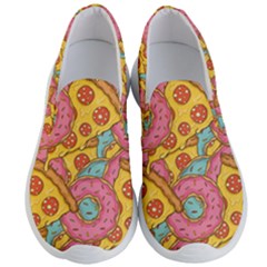 Fast Food Pizza And Donut Pattern Men s Lightweight Slip Ons by DinzDas