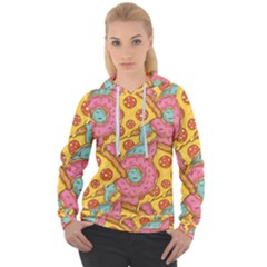 Fast Food Pizza And Donut Pattern Women s Overhead Hoodie by DinzDas