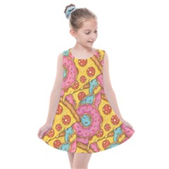 Fast Food Pizza And Donut Pattern Kids  Summer Dress by DinzDas