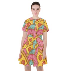 Fast Food Pizza And Donut Pattern Sailor Dress by DinzDas