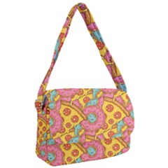 Fast Food Pizza And Donut Pattern Courier Bag by DinzDas