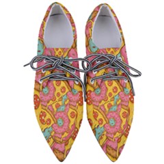 Fast Food Pizza And Donut Pattern Pointed Oxford Shoes by DinzDas
