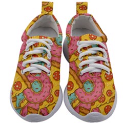 Fast Food Pizza And Donut Pattern Kids Athletic Shoes by DinzDas