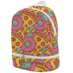 Fast Food Pizza And Donut Pattern Zip Bottom Backpack by DinzDas