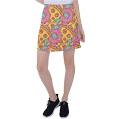 Fast Food Pizza And Donut Pattern Tennis Skirt by DinzDas