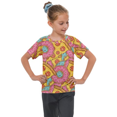 Fast Food Pizza And Donut Pattern Kids  Mesh Piece Tee by DinzDas