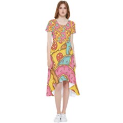 Fast Food Pizza And Donut Pattern High Low Boho Dress by DinzDas