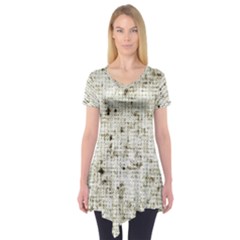 Geometric Abstract Sufrace Print Short Sleeve Tunic  by dflcprintsclothing