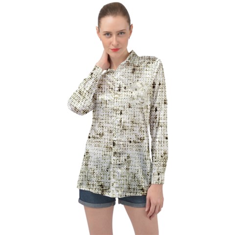 Geometric Abstract Sufrace Print Long Sleeve Satin Shirt by dflcprintsclothing