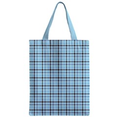 Sky Blue Tartan Plaid Pattern, With Black Lines Zipper Classic Tote Bag by Casemiro