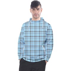 Sky Blue Tartan Plaid Pattern, With Black Lines Men s Pullover Hoodie by Casemiro