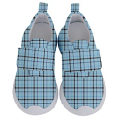 Sky Blue Tartan Plaid Pattern, With Black Lines Kids  Velcro No Lace Shoes by Casemiro