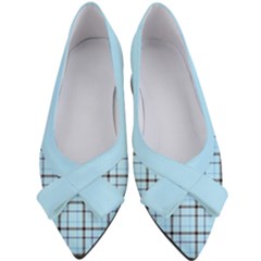 Sky Blue Tartan Plaid Pattern, With Black Lines Women s Bow Heels by Casemiro