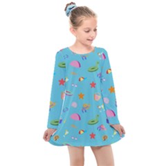 Summer  Beach  The Sun Kids  Long Sleeve Dress by SychEva