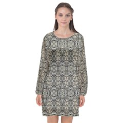 Steampunk Camouflage Design Print Long Sleeve Chiffon Shift Dress  by dflcprintsclothing