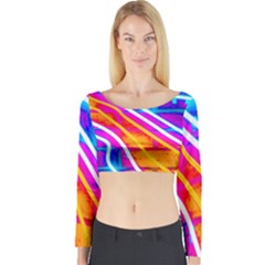 Pop Art Neon Wall Long Sleeve Crop Top by essentialimage365