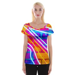 Pop Art Neon Wall Cap Sleeve Top by essentialimage365