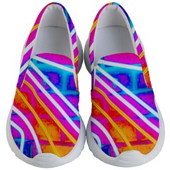 Pop Art Neon Wall Kids Lightweight Slip Ons by essentialimage365