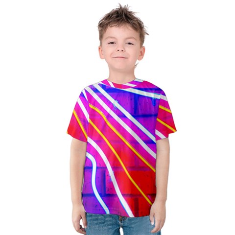 Pop Art Neon Lights Kids  Cotton Tee by essentialimage365