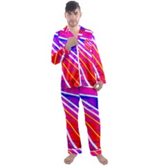 Pop Art Neon Lights Men s Long Sleeve Satin Pajamas Set by essentialimage365