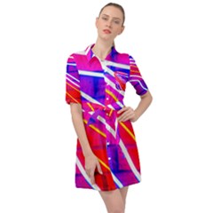 Pop Art Neon Lights Belted Shirt Dress by essentialimage365