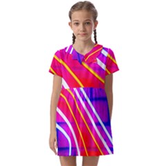 Pop Art Neon Lights Kids  Asymmetric Collar Dress by essentialimage365