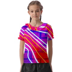 Pop Art Neon Lights Kids  Frill Chiffon Blouse by essentialimage365