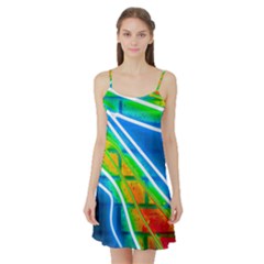 Pop Art Neon Wall Satin Night Slip