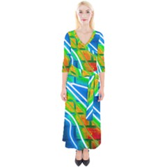 Pop Art Neon Wall Quarter Sleeve Wrap Maxi Dress
