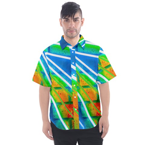 Pop Art Neon Wall Men s Short Sleeve Shirt by essentialimage365