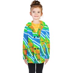 Pop Art Neon Wall Kids  Double Breasted Button Coat