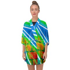 Pop Art Neon Wall Half Sleeve Chiffon Kimono