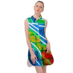 Pop Art Neon Wall Sleeveless Shirt Dress