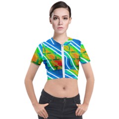 Pop Art Neon Wall Short Sleeve Cropped Jacket by essentialimage365