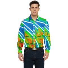 Pop Art Neon Wall Men s Long Sleeve Pocket Shirt 