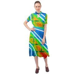 Pop Art Neon Wall Keyhole Neckline Chiffon Dress by essentialimage365