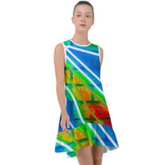 Pop Art Neon Wall Frill Swing Dress