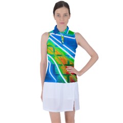 Pop Art Neon Wall Women s Sleeveless Polo Tee by essentialimage365