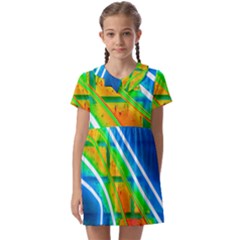 Pop Art Neon Wall Kids  Asymmetric Collar Dress by essentialimage365