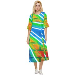 Pop Art Neon Wall Double Cuff Midi Dress by essentialimage365