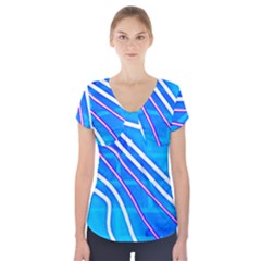 Pop Art Neon Wall Short Sleeve Front Detail Top by essentialimage365