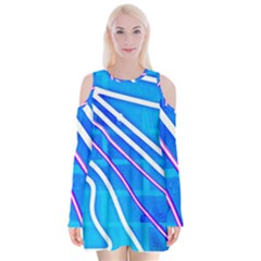 Pop Art Neon Wall Velvet Long Sleeve Shoulder Cutout Dress by essentialimage365