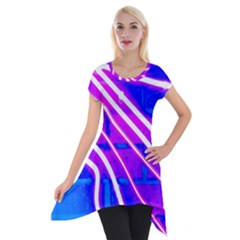 Pop Art Neon Wall Short Sleeve Side Drop Tunic by essentialimage365