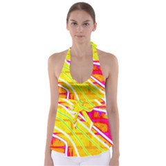 Pop Art Neon Wall Babydoll Tankini Top by essentialimage365