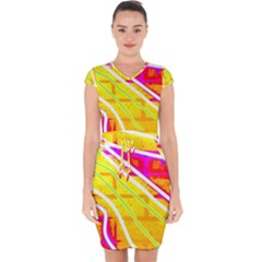 Pop Art Neon Wall Capsleeve Drawstring Dress  by essentialimage365